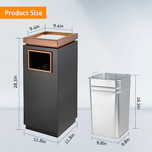 WICHEMI Commercial Outdoor 8 Gallon Trash Can with Lid Stainless Steel