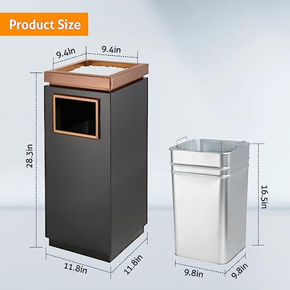 WICHEMI Commercial Outdoor 8 Gallon Trash Can with Lid Stainless Steel
