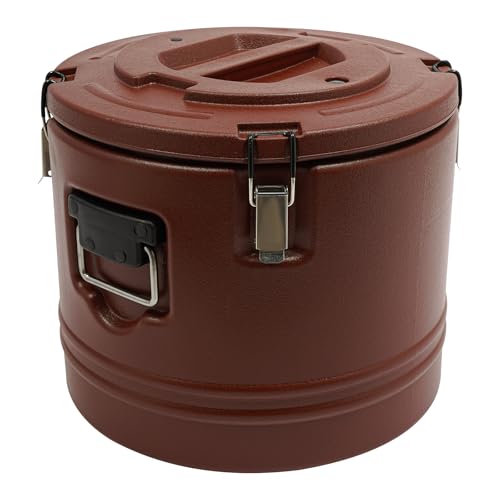 30L/7.9 Gal Insulated Soup Carrier, Stainless Steel Insulated Soup Container Bucket Hot & Cold Thermal Bucket with Lid Commercial Food Warmer for Parties Picnics Cafes Restaurants - color: Brown, size: 30L/7.9 Gal