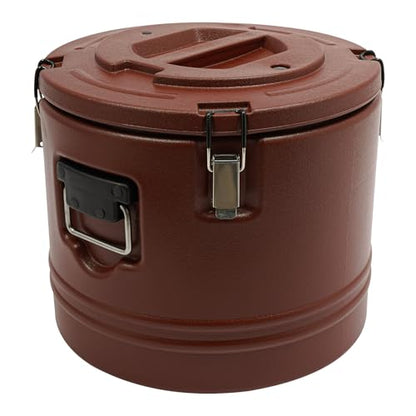 30L/7.9 Gal Insulated Soup Carrier, Stainless Steel Insulated Soup Container Bucket Hot & Cold Thermal Bucket with Lid Commercial Food Warmer for Parties Picnics Cafes Restaurants - color: Brown, size: 30L/7.9 Gal