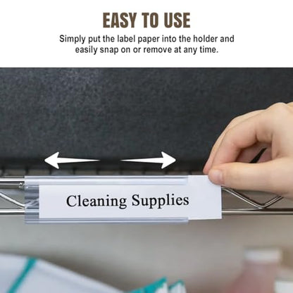 Lenink 20Pcs Wire Shelf Label Holders,Plastic Wire Rack Label Holder Compatible with Metro and Nexel 1-1/4in Shelves,Label Area 6in Lx1.25in H (Label Paper Not Included) - color: Transparent, size: 6in