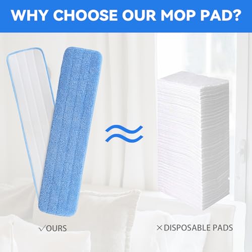 36" Microfiber Pad for Rubbermaid Commercial 36 Inch Mop Head - 8 Pack Replacement Wet & Dry Commercial Reusable Cleaning Mop Refills Fit for Any Microfiber Flat Mop System 36" - color: Blue-36inch-8pack