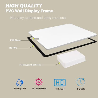 8.5X11 Floating Wall Sign Holder, Self-Adhesive Horizontal and Vertical - color: Black