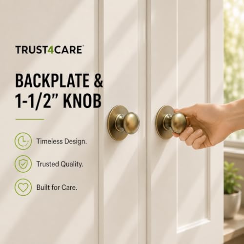 trust4care 8-Pack 2.3" Antique Brass Backplates for Bifold Closet Door Knob - color: Antique Brass, size: Set of 8