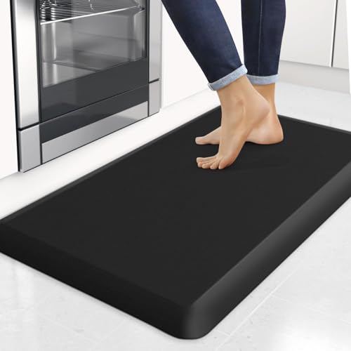 4/5 Inch Thick Kitchen Mats for Floor, StepRite Kitchen Rug for Standing - color: Black, size: 32"L x 20"W x 0.8"Th