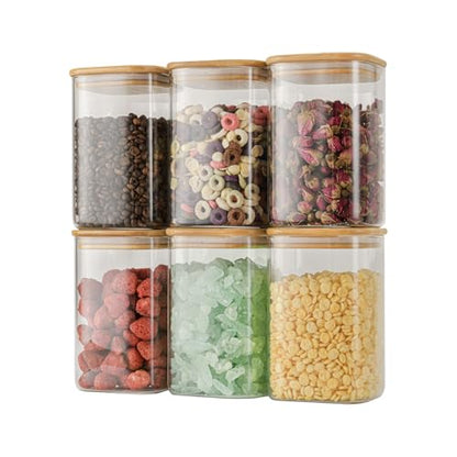 D2scrma 37oz/1.2Qt/1100ml Square Glass Storage Containers with Lids 6-Pack - size: 37oz*6