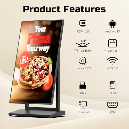 43 Inch Digital Signage Display, Portable Indoor Digital Signage Kiosk - size: 1 Pack-Indoor