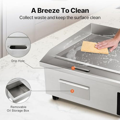 VEVOR Commercial Electric Griddle, 22", Countertop Flat Top Griddle - size: 22"