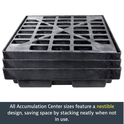 Justrite Low Profile 2 Drum Spill Containment Pallet Accumulation Center - 5.5" Tall - 24 Gal Capacity for 55 Gallon Drum Containment - Made in The USA from 30% Recycled Polyethylene - Yellow - 28654 - color: Yellow, style: 2 Drum