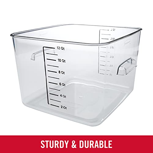 Rubbermaid Commercial Products Square Food Container, 12-Quart, Clear - size: 12 Qt., style: Container