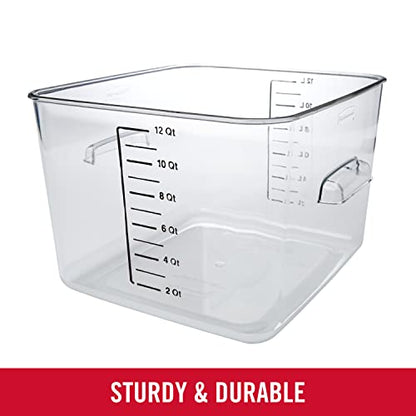 Rubbermaid Commercial Products Square Food Container, 12-Quart, Clear - size: 12 Qt., style: Container