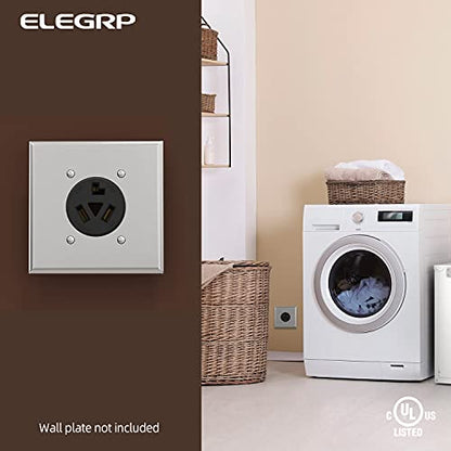 ELEGRP 30 Amps 3 Prong Dryer Outlet, 125/250V Flush Mounting Power Outlet, NEMA 10-30R Receptacle, Straight Blade Dryer Outlet, Non-Grounding, 3 Pole 3 Wire, UL Listed, 1 Pack - style: NEMA 10-30R Outlet