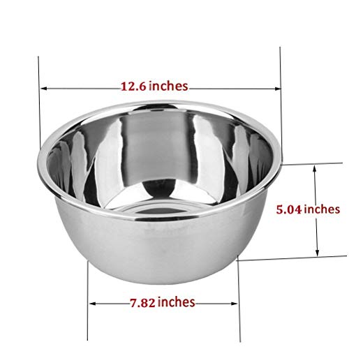 meleg otthon Stainless Steel Bowl,8.5QT Salad Bowl,Metal Bowls,Stainless Steel Basin,Heavy Duty Deeper Edge Mirror Finish Dishwasher Safe Bowl (XXL)… - color: 12.6'' diameter x 5.04''high