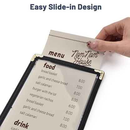 WeChef 30 Pcs 4.25 x 14" Restaurant Menu Covers Single Page 2 View Menu - size: 4.25x14" - 2 View