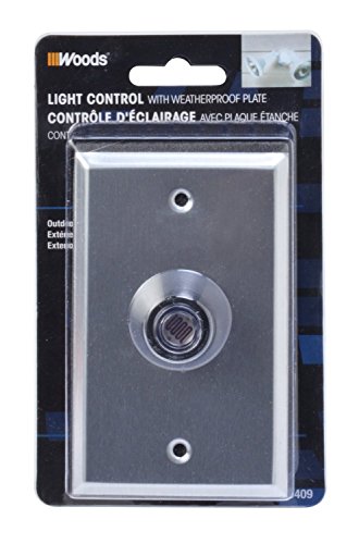 Southwire Woods Outdoor Hardwired Post Eye Light Control & Wall Plate - Dusk to Dawn Automatic Lighting - Durable Weatherproof Design - LED Compatible Sensor Switch - Metallic Silver Finish