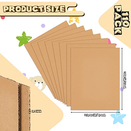 Henoyso 110 Pack 11 X 8.5 Inch Brown Cardboard Sheets - color: Brown, size: 11 x 8.5 Inch
