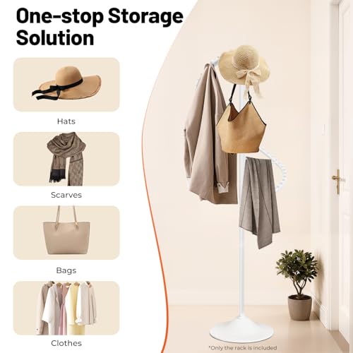 DYRABREST Spiral Rotating Clothing Rack, 5.91ft H 38-Ball Heavy Duty Garment Rack, Space Saving Standing Metal Sturdy Freestanding Hanger for Boutique Bedroom (White) - color: White