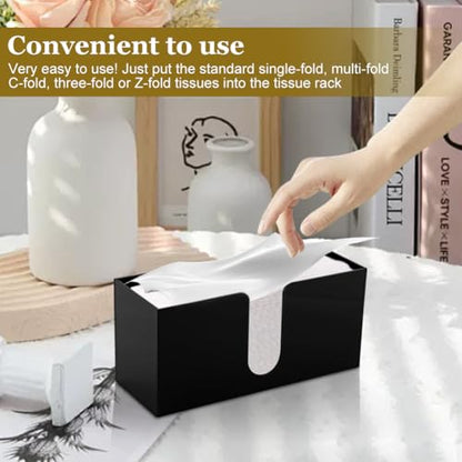 Paper Towel Holder Countertop, Acrylic Napkin Dispenser, Multifold Paper Towel Dispenser, Black Napkin Holder for Z-fold C-fold Trifold