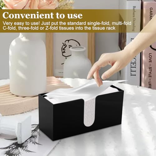 Paper Towel Holder Countertop, Acrylic Napkin Dispenser, Multifold Paper Towel Dispenser, Black Napkin Holder for Z-fold C-fold Trifold