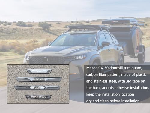 Carbon Fiber Door Sill Protector for Mazda CX-50 CX50 2023 2024, Door Entry Guard Scuff Plate Trim Cover Accessories, Auto Interior Accessory Kick Panels 4pcs set