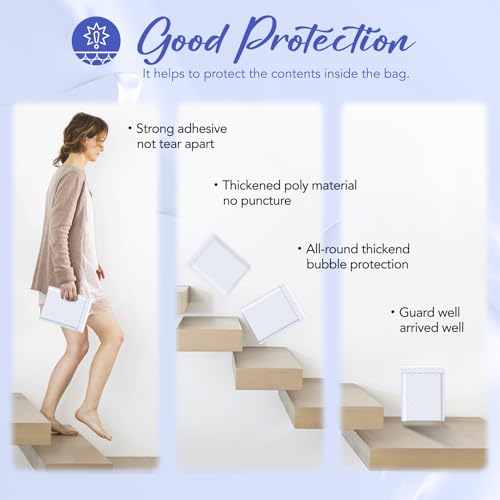 Fuxury Bubble Mailers 5x8.6" 50 Pack White Waterproof Padded Envelopes - color: White, size: 5x8.6" 50PC