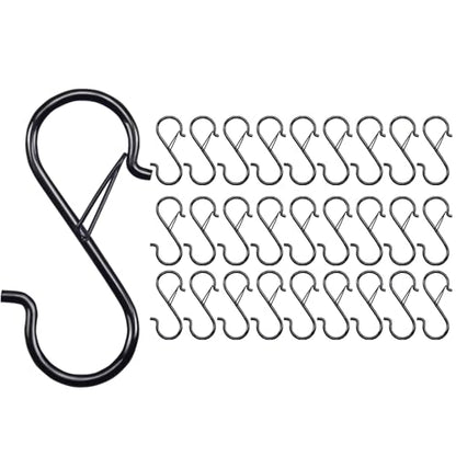 3.5in Heavy Duty S Hooks for Hanging, Safety Buckle Metal Hooks, 28 Pack - size: 28PCS