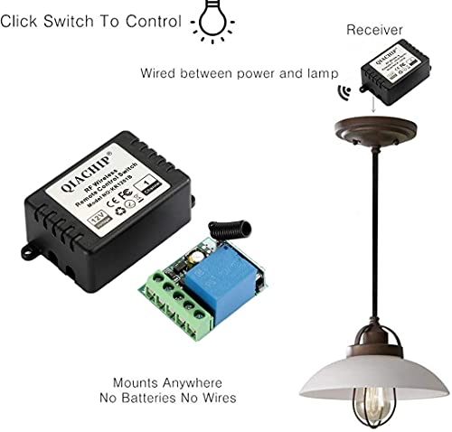 QIACHIP DC 12V 1CH 433Mhz RF Wireless Relay Module Remote Access Control Switch Momentary Toggle Delay Transmitter with Receiver for Doors,Lights(2 Relays + 4 Remote) - color: KR1201B_1-2