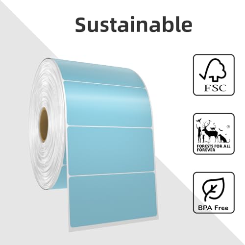 1000 2x1 Thermal Labels Roll, HUOJI Blue Shipping Barcode Labels - color: Blue, size: 2x1