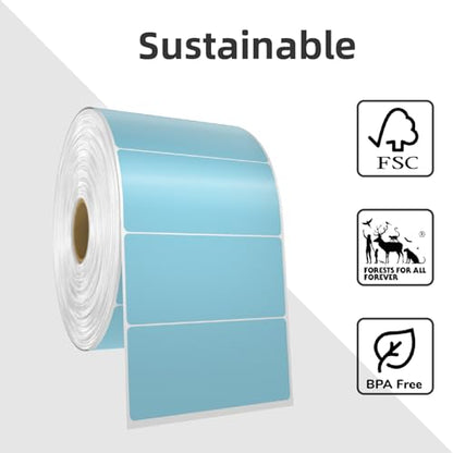 1000 2x1 Thermal Labels Roll, HUOJI Blue Shipping Barcode Labels - color: Blue, size: 2x1