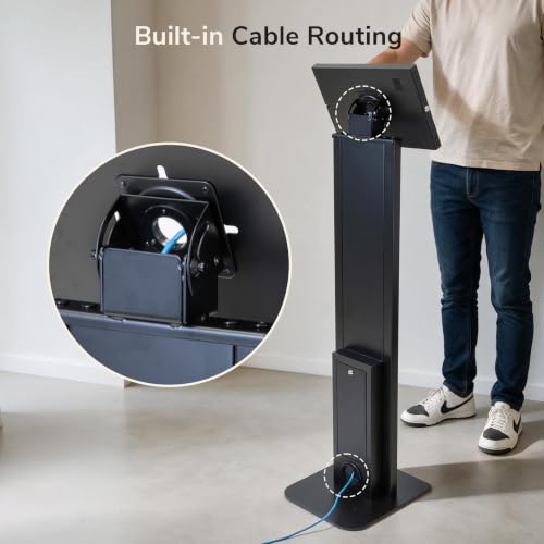 Mount-It! Anti-Theft iPad Floor Stand, Locking Kiosk Enclosure, Black - color: Black