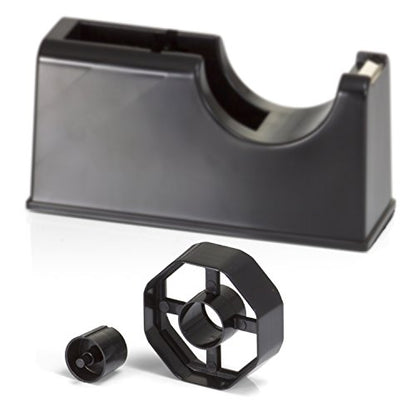 Officemate 2-in-1 Tape Dispenser - Heavy Duty Desktop Holder for 1-Inch and 3-Inch Core Tape Rolls, Impact-Resistant Build, Non-Slip Base, Office Supplies Essential, Black - size: (Pack of 1)