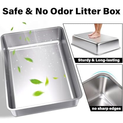 XXXL Stainless Steel Cat Litter Box -Extra Large Metal Litter Box - color: XXXL - 28" x 20" x 6"