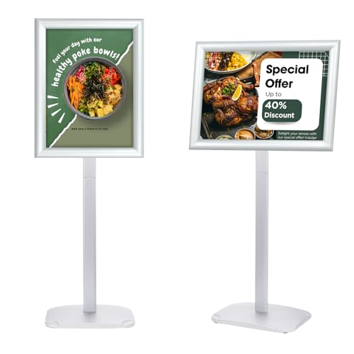 Heavy Duty Pedestal Sign Holder, 11 x 17" Floor Standing Sign Holder - color: Silver, size: 11x17in