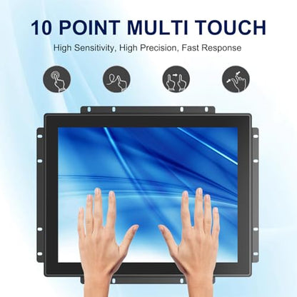 1024x800 Industrial Touch Display with 10-Point Multi-Touch,15 Inch Open Frame Touch Screen Monitor, 10-Point Metal Housing HD-MI VGA Input for Industrial Automation Control - size: 15.0