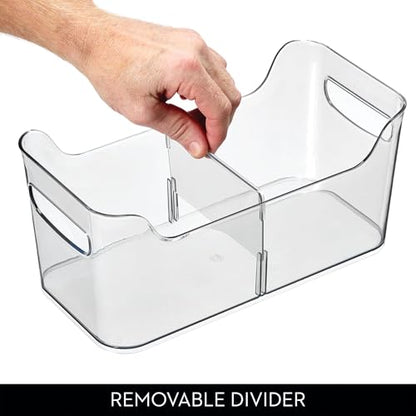 iDesign Divided Fridge Organizer Bin with Handles, Clear