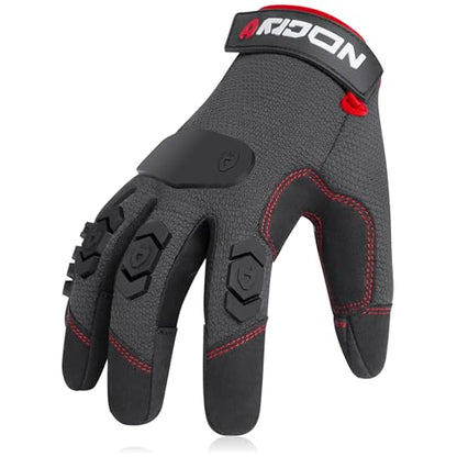 NoCry Heavy Duty Work Gloves for Men with Reinforced Palm and Non-Slip Grip - size: Small, style: Pro