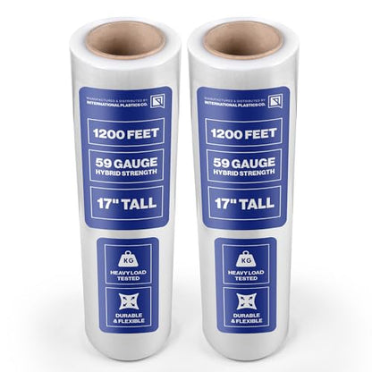 International Plastics Co. 2 Pack of 17'' Plastic Stretch Wrap for Moving - size: 2 Pack, style: 18" - 17" Styles