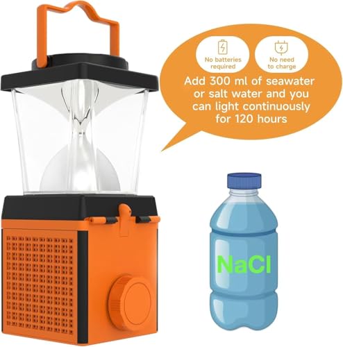 Environmentally Conscious Lighting, Saltwater Camping Lantern - Survival & Emergency Outdoor Ligh Simply add Salt Water to Activate The Light. It's that Easy - size: Large