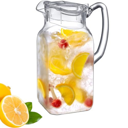 Amazing Abby - Quadly - Plastic Pitcher (64 oz, 2 Quart), Clear Water Pitcher with Lid, Fridge Jug, BPA-Free, Shatter-Proof, Great for Iced Tea, Sangria, Lemonade, Juice, Milk, and More - style: Quadly (64 oz)