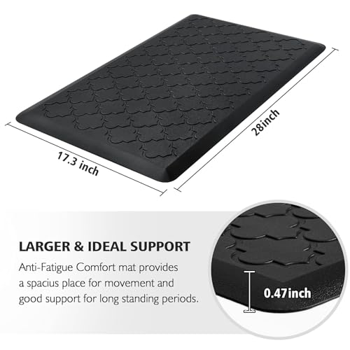 WISELIFE Kitchen Mat Cushioned Anti Fatigue Floor Mat,17.3"x28", Thick Non Slip Waterproof Kitchen Rugs and Mats,Heavy Duty Foam Standing Mat for Kitchen,Floor,Home,Desk,Sink,Laundry (Black,17.3"x28") - color: Black, size: 1'5" x 2'4" (Rectangular)