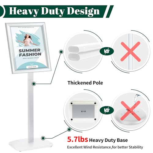 Heavy Duty Pedestal Sign Holder, 11 x 17" Floor Standing Sign Holder - color: Silver, size: 11x17in