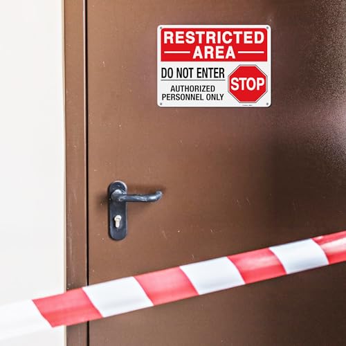 GicnKeuz "Restricted Area - Do Not Enter, Authorized Personnel Only" Metal Signs, 10 x 7 Inches Reflective Aluminum Signs, Fade Resistant/Waterproof, Easy to Install, Outdoor Use (2-Pack) - color: 10 x 7 Inches 2 pack