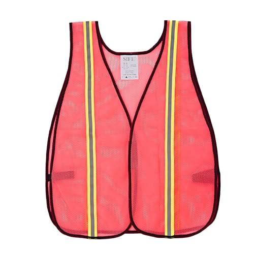 SIFE 10 Pack High Visibility Reflective Safety Vest,Made from Breathable and Neon Pink Mesh Fabric,light weight for Man and Woman(Pink,10 pack) - color: Pink