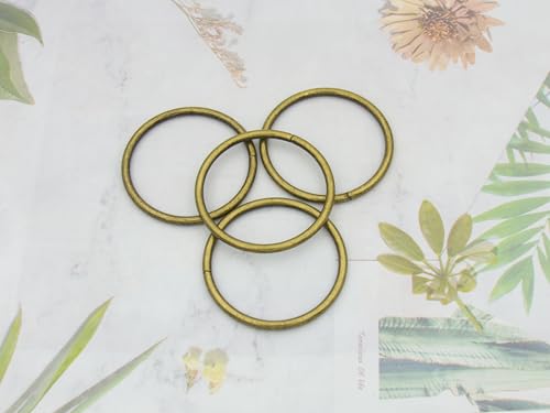 40pcs 4 Sizes O Rings Welded Strong Metal Heavy Duty Round Ring for Pet Collars Buckle Belts Strap Webbing Sewing - color: 2"(50mm) Bronze 6pcs