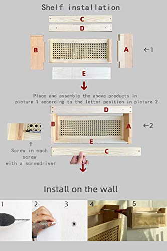 Wall Magazine Rack with PE Rattan Grid,Size 17.3" x 4" x 9.4",File Holder For Entryway,Living Room,Waiting Room,Kids’ room,Office(Retro Brown)