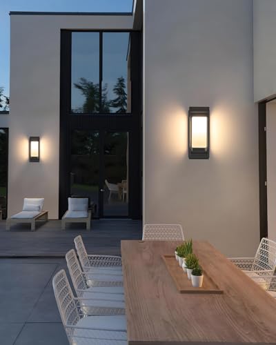 RAYVO Dusk to Dawn Outdoor Wall Lights 2 Pack, LED Bulb Included, E26 Base - color: Black