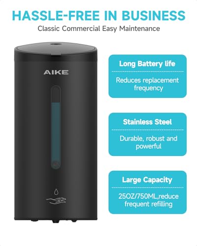 AIKE Automatic Liquid Soap Dispenser,25oz Capacity for Bathroom,Matteblack - color: Matte Black
