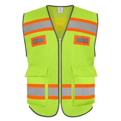 TCCFCCT High Visibility Vest 2 Pocket Mesh Reflective Safety Vest, Yellow M - color: Hawks 01-mesh Yellow, size: Medium
