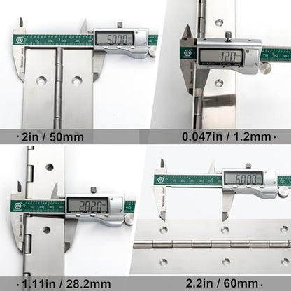 Heavy Duty Piano Hinge 24 Inch x 2 Inch Width, 0.047'' Thick Stainless Steel Continuous & Piano Hinge for Cabinet, Door, Toolbox, Wooden Box, Metal Plate, Furniture, Industrial Project - size: 24 Inch