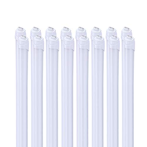 2 Pin 8FT R17D LED Bulbs, 45W (110W Equivalent), 5400LM, 6000K, R17D HO Rotatable LED Tube Light,Dual-Ended Power, Ballast Bypass,Frosted Cover, Replace T8 T10 T12 Fluorescent Light Bulb (16-Pack) - color: Frosted Cover Single Row, size: 16 Count